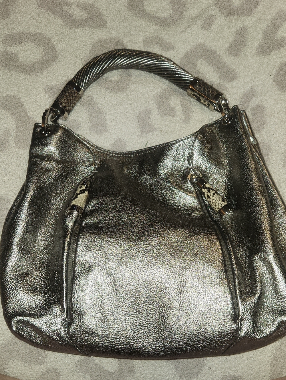 Michael Kors Collection Tonne Metallic Silver Shoulder Hobo